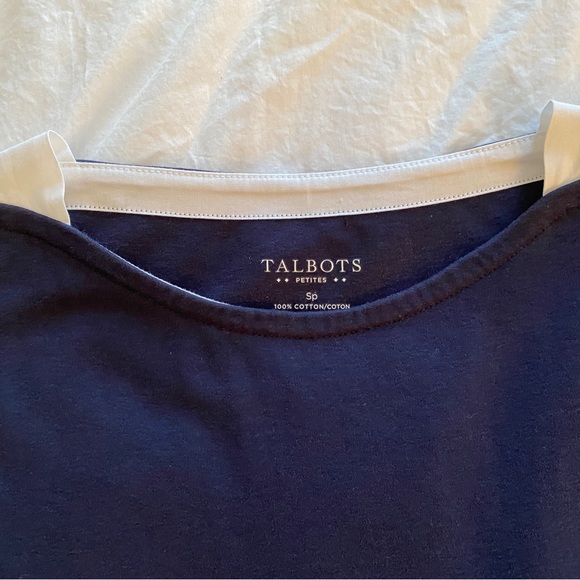 Classic navy Talbots Tshirt. Size petite small. All cotton. Boatneck style. - Picture 7 of 14